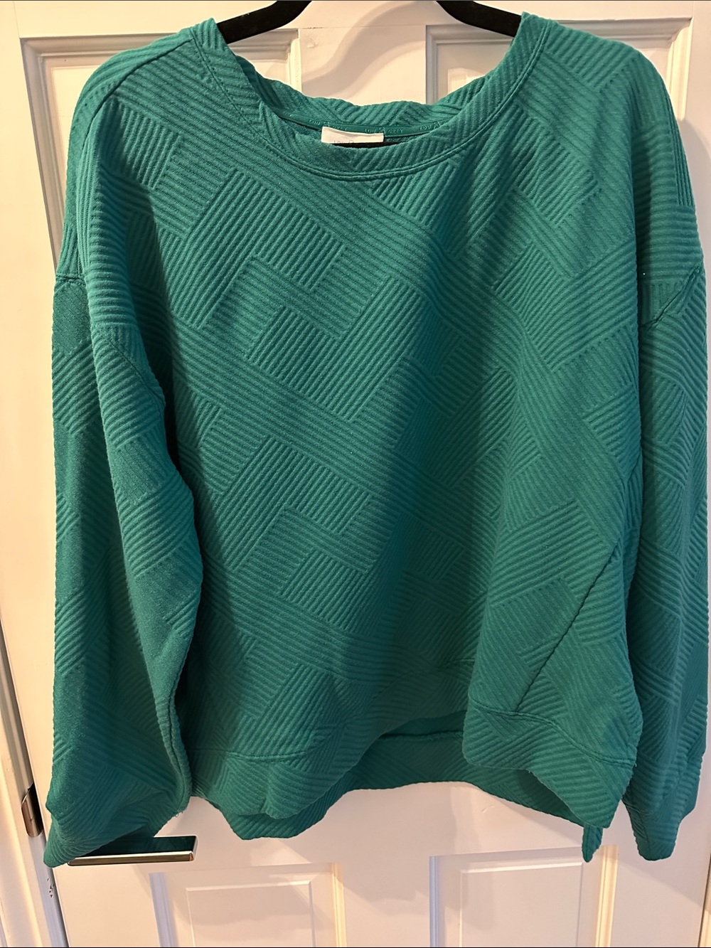 LOFT Lou & Grey Teal Textured Crewneck Sweater